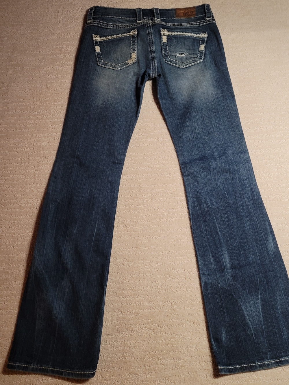 BKE Dark Blue Flare Jeans with Back Pocket Detail